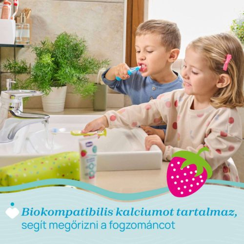 Chicco eper ízű, fluoridmentes fogkrém xilittel, 1 éves kortól