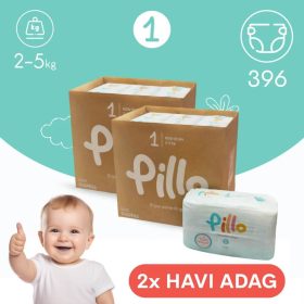 Pillo pelenka, prémium minőség, szuper nedvszívó, 2x HAVI ADAG, 1 (újszülött), 2-5 kg, 396 db