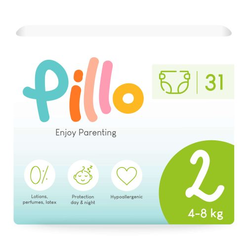 Pillo prémium pelenka, szuper nedvszívó, hipoallergén, 2 (mini), 4-8 kg, 31 db