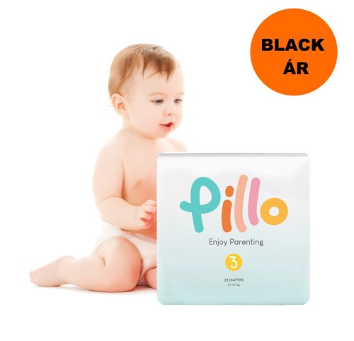 Pillo prémium pelenka, szuper nedvszívó, hipoallergén, 3 (midi), 6-10 kg, 28 db