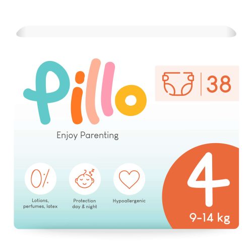 Pillo prémium pelenka, szuper nedvszívó, hipoallergén, 4 (maxi), 9-14 kg, 38 db