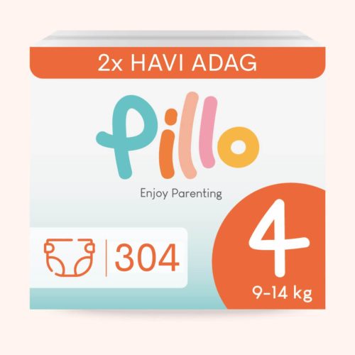 Pillo pelenka, prémium minőség, szuper nedvszívó, 2x HAVI ADAG, 4 (maxi), 9-14 kg, 304 db