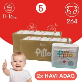 Pillo pelenka, prémium minőség, szuper nedvszívó, 2x HAVI ADAG, 5 (junior), 11-16 kg, 264 db