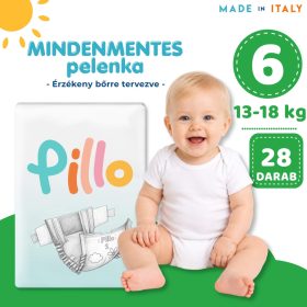 Pillo prémium pelenka, szuper nedvszívó, hipoallergén, 6 (XL), 13-18 kg, 28 db