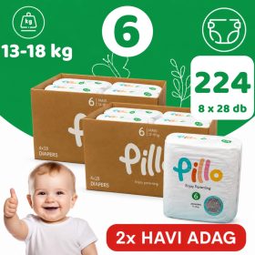 Pillo pelenka, prémium minőség, szuper nedvszívó, 2x HAVI ADAG, 6 (XL), 13-18 kg, 224 db