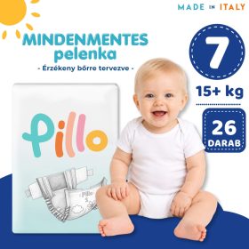 Pillo prémium pelenka, szuper nedvszívó, hipoallergén, 7 (XXL), 15+ kg, 26 db