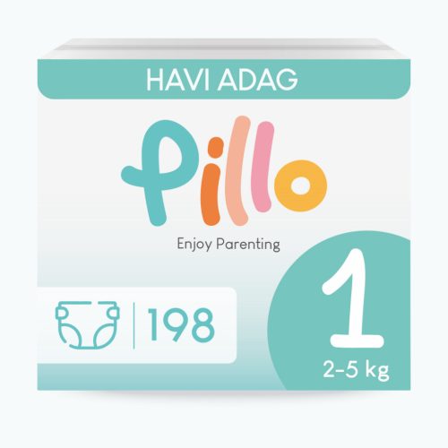 PILLO mindenmentes PURE pelenka XXL KOMBI CSOMAG (törlőkendővel) - 1-es méret (2-5 kg)