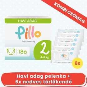 PILLO mindenmentes PURE pelenka + törlőkendő KOMBI CSOMAG - 2-es méret (4-8 kg)