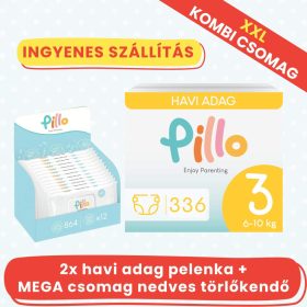 PILLO mindenmentes PURE pelenka + törlőkendő - XXL KOMBI CSOMAG - 3-as méret (6-10 kg)