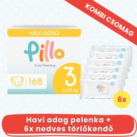 PILLO mindenmentes PURE pelenka + törlőkendő KOMBI CSOMAG - 3-as méret (6-10 kg)