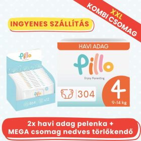 PILLO mindenmentes PURE pelenka + törlőkendő XXL KOMBI CSOMAG - 4-es méret (9-14 kg)