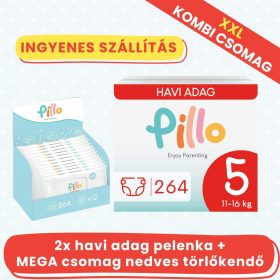 PILLO mindenmentes PURE pelenka + törlőkendő XXL KOMBI CSOMAG - 5-ös méret (11-16 kg)