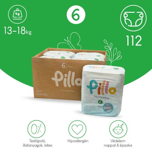 PILLO mindenmentes PURE pelenka + törlőkendő KOMBI CSOMAG - 6-os méret (13-18 kg)