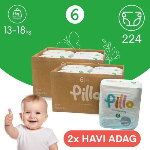 PILLO mindenmentes PURE pelenka XXL KOMBI+ CSOMAG (törlőkendővel és popsikrémmel) - 6-os méret (13-18 kg)