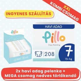 PILLO mindenmentes PURE pelenka + törlőkendő XXL KOMBI CSOMAG - 7-es méret (15+ kg)