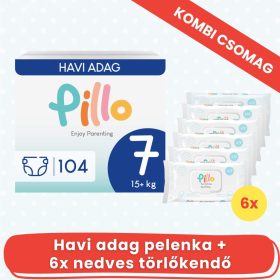 PILLO mindenmentes PURE pelenka + törlőkendő KOMBI CSOMAG - 7-es méret (15+ kg)