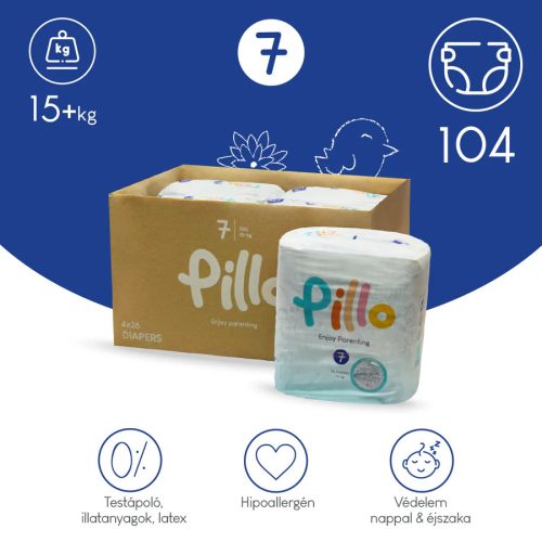 PILLO mindenmentes PURE pelenka KOMBI+ CSOMAG (törlőkendővel és popsikrémmel) - 7-es méret (15+ kg)