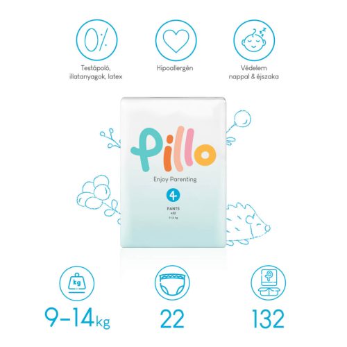 Pillo BUGYIPELENKA, prémium minőség, szuper nedvszívó, HAVI ADAG, 4 (maxi), 9-14 kg, 132 db