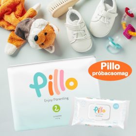 Pillo pelenka és nedves törlőkendő PRÓBACSOMAG, 2-es méret (4-8 kg) + nedves törlőkendő
