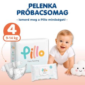 Pillo pelenka és nedves törlőkendő PRÓBACSOMAG, 4-es méret (9-14 kg) + nedves törlőkendő
