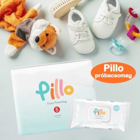 Pillo pelenka és nedves törlőkendő PRÓBACSOMAG, 5-ös méret (11-16 kg) + nedves törlőkendő
