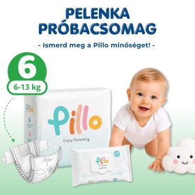 Pillo pelenka és nedves törlőkendő PRÓBACSOMAG, 6-os méret (13-18 kg) + nedves törlőkendő