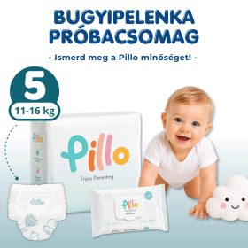 Pillo bugyipelenka és nedves törlőkendő PRÓBACSOMAG, 5-ös méret (11-16 kg) + nedves törlőkendő