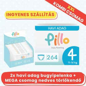 PILLO mindenmentes PURE bugyipelenka + törlőkendő XXL KOMBI CSOMAG - 4-es méret (9-14 kg)
