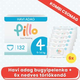PILLO mindenmentes PURE pelenka + törlőkendő KOMBI CSOMAG - 4-es méret (9-14 kg)