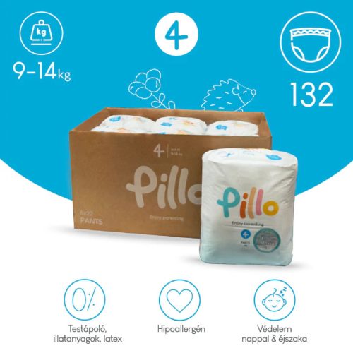PILLO mindenmentes PURE pelenka + törlőkendő KOMBI CSOMAG - 4-es méret (9-14 kg)