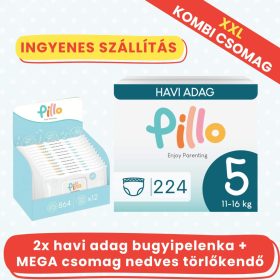 PILLO mindenmentes PURE bugyipelenka + törlőkendő XXL KOMBI CSOMAG - 5-ös méret (11-16 kg)