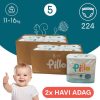 PILLO mindenmentes PURE bugyipelenka XXL KOMBI+ CSOMAG (törlőkendővel és popsikrémmel) - 5-ös méret (11-16 kg)