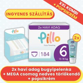   PILLO mindenmentes PURE bugyipelenka XXL KOMBI+ CSOMAG (törlőkendővel és popsikrémmel) - 6-os méret (13-18 kg)