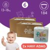 PILLO mindenmentes PURE bugyipelenka XXL KOMBI+ CSOMAG (törlőkendővel és popsikrémmel) - 6-os méret (13-18 kg)