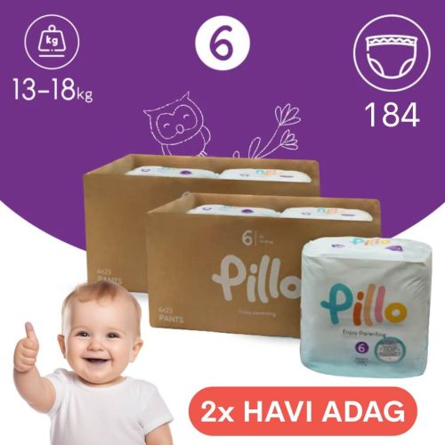 PILLO mindenmentes PURE bugyipelenka XXL KOMBI+ CSOMAG (törlőkendővel és popsikrémmel) - 6-os méret (13-18 kg)