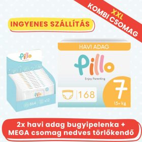 PILLO mindenmentes PURE bugyipelenka + törlőkendő XXL KOMBI CSOMAG - 7-es méret (15+ kg)