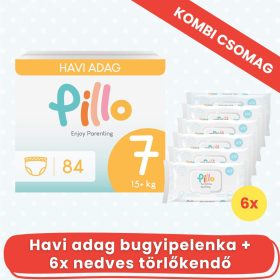 PILLO mindenmentes PURE bugyipelenka + törlőkendő KOMBI CSOMAG - 7-es méret (15+ kg)