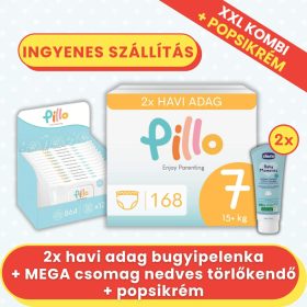   PILLO mindenmentes PURE bugyipelenka XXL KOMBI+ CSOMAG (törlőkendővel és popsikrémmel) - 7-es méret (15+ kg)