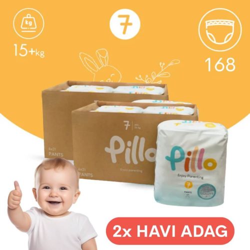 PILLO mindenmentes PURE bugyipelenka XXL KOMBI+ CSOMAG (törlőkendővel és popsikrémmel) - 7-es méret (15+ kg)