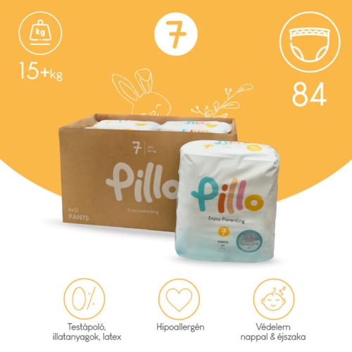 PILLO mindenmentes PURE bugyipelenka KOMBI+ CSOMAG (törlőkendővel és popsikrémmel) - 7-es méret (15+ kg)