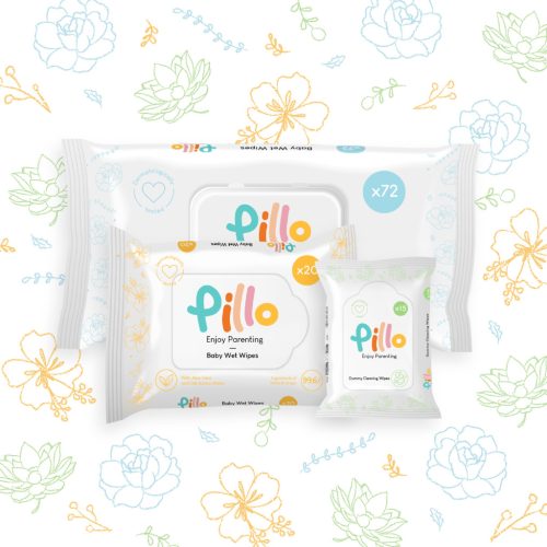 Pillo nedves törlőkendő, bio aloe verával és aktív zabvízzel, utazó csomag, MEGA PACK, 12x20 db