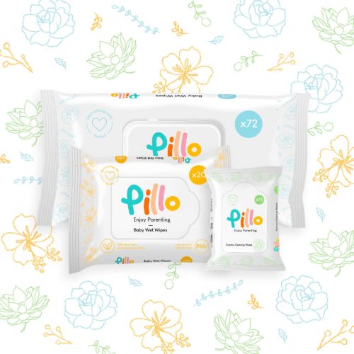 Pillo nedves törlőkendő bio aloe verával és aktív zabvízzel, VEGYES CSOMAG, 3x72+3x20+2x15