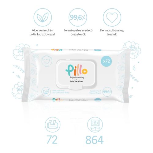 Pillo nedves törlőkendő – Mega csomag (12x)