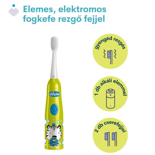 Chicco elemes fogkefe rezgőfejjel (3év+) – Tigris
