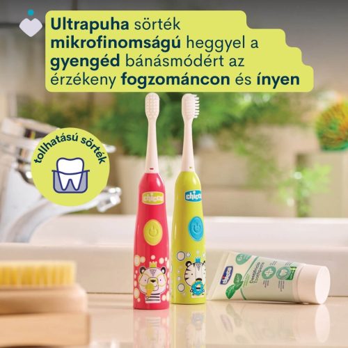 Chicco elemes fogkefe rezgőfejjel (3év+) – Tigris