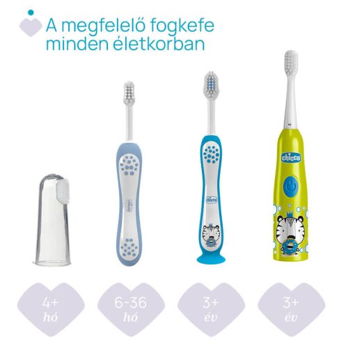 Chicco elemes fogkefe rezgőfejjel (3év+) – Tigris