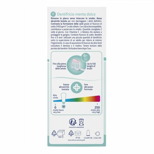 Chicco menta ízű fluoridos fogkrém xilittel – 50 ml