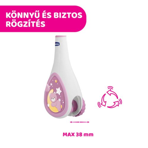 Chicco Next 2 Dreams 3in1 zenélő kiságyforgó és éjszakai fény – rózsaszín
