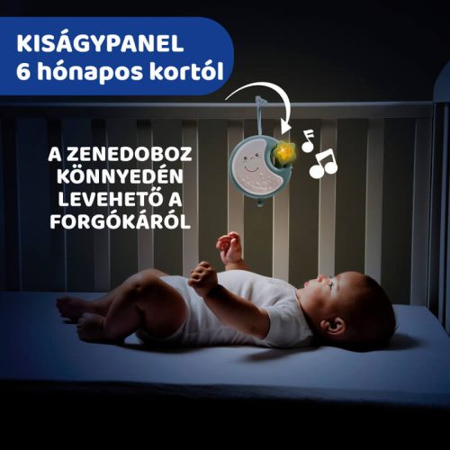 Chicco Next 2 Dreams 3in1 zenélő kiságyforgó és éjszakai fény – kék