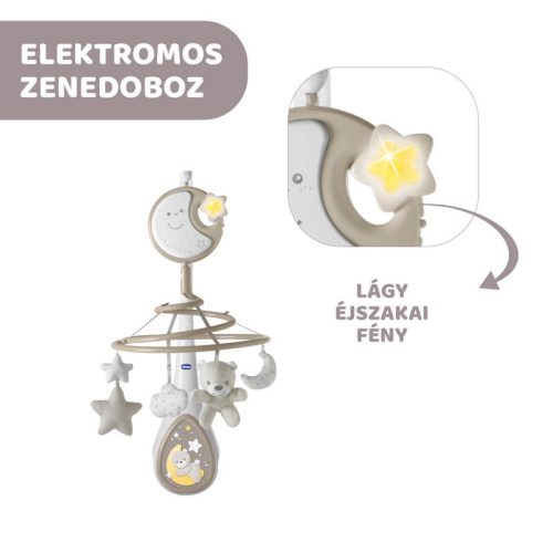 Chicco Next 2 Dreams 3in1 zenélő kiságyforgó és éjszakai fény – natúr
